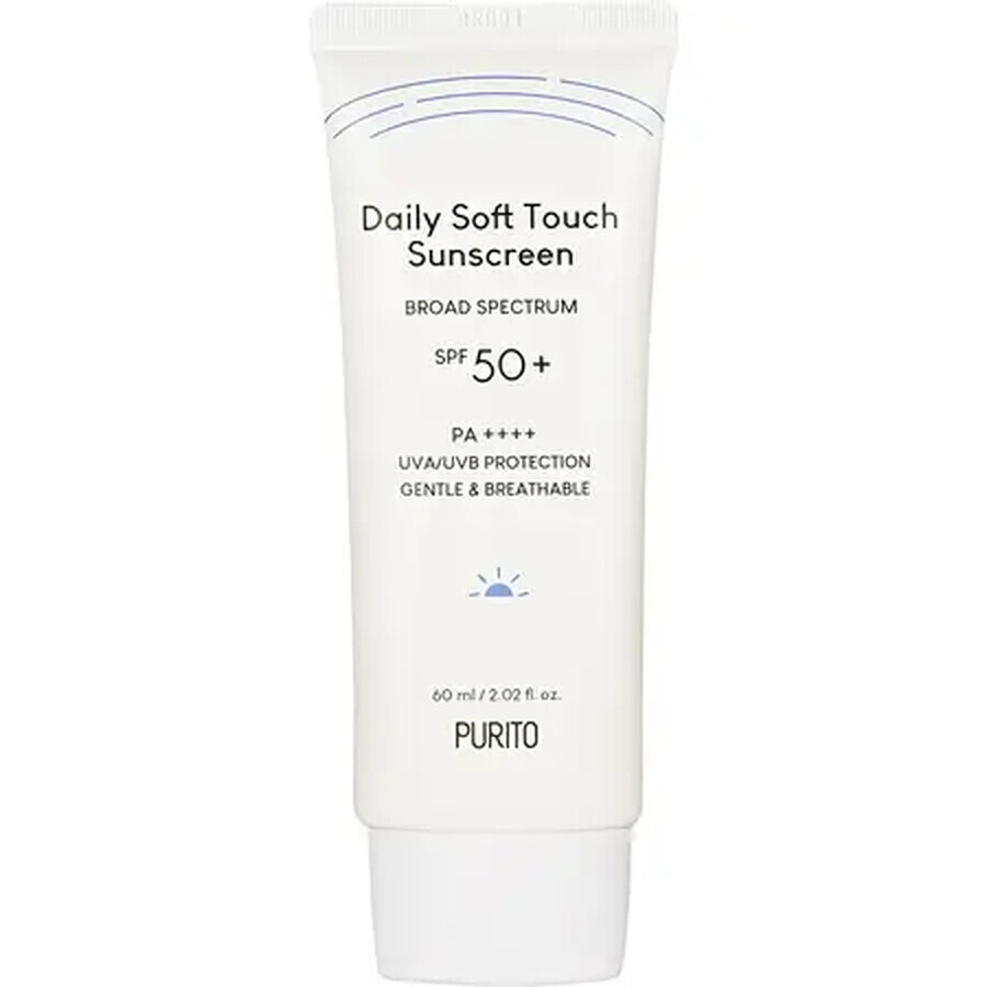 Crema facial de protección solar diaria Soft Touch SPF 50+, 60 ml, Purito