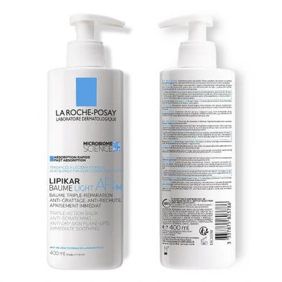 La Roche-Posay Lipikar Baume Light AP+M balsam cu tripla actiune impotriva puseurilor de uscaciune a pielii, 400 ml