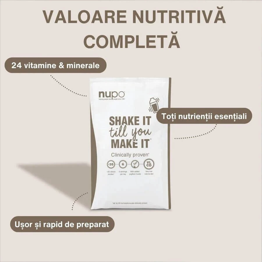 Frullato dimagrante al caffè latte, 12 bustine da 32 g, Nupo