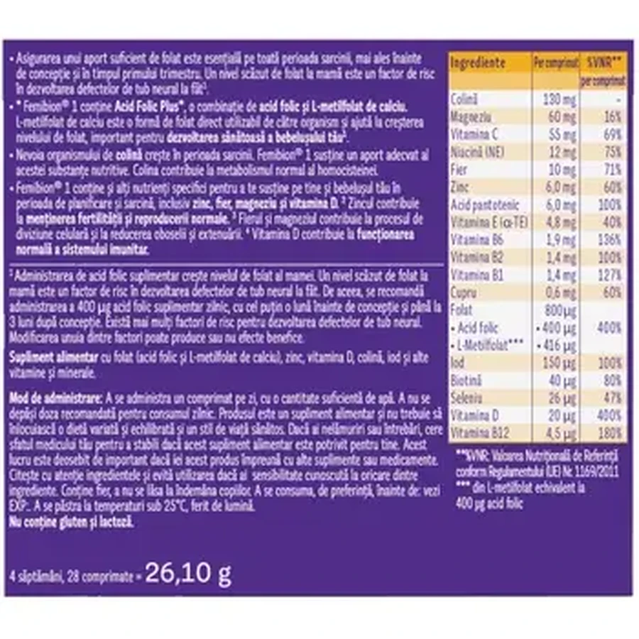 Femibion ​​​​1 Per l'inizio della gravidanza 3x28 compresse