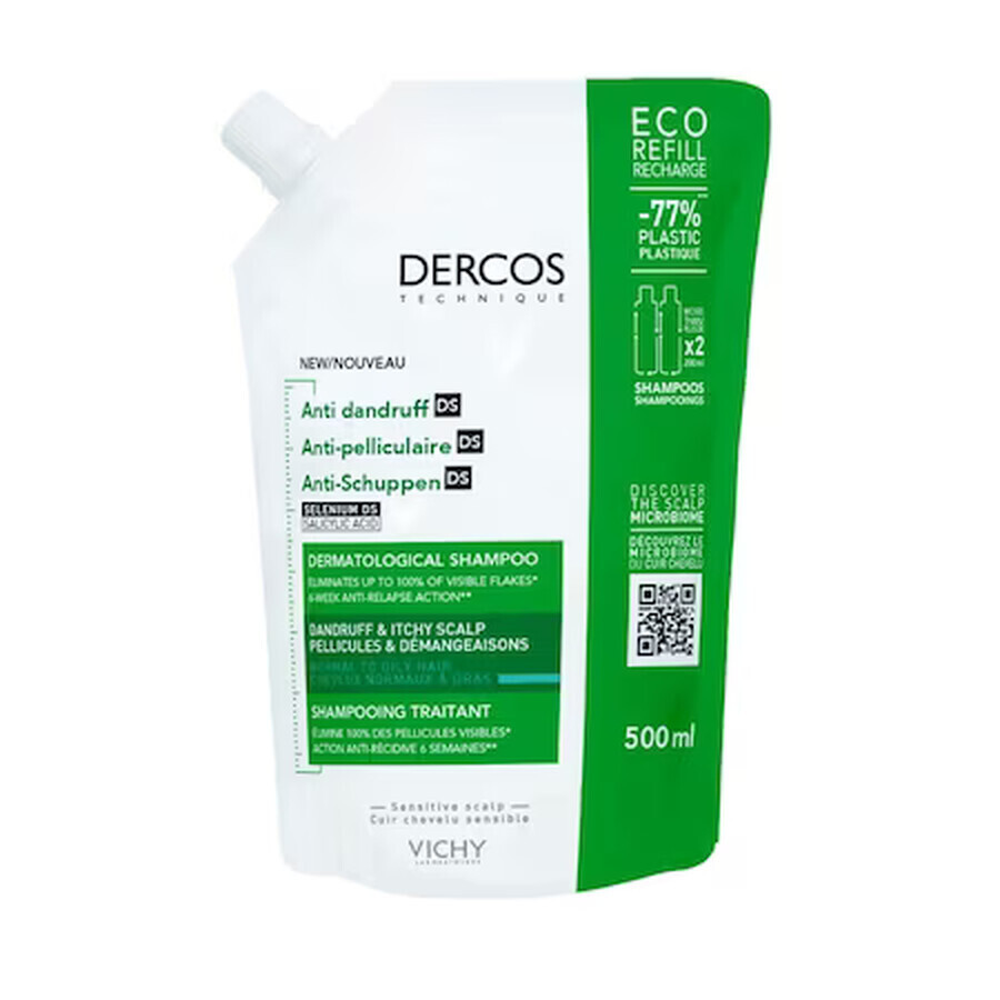 Vichy Dercos Shampooing anti-matière pour cheveux normaux/gras, format éco, 500 ml