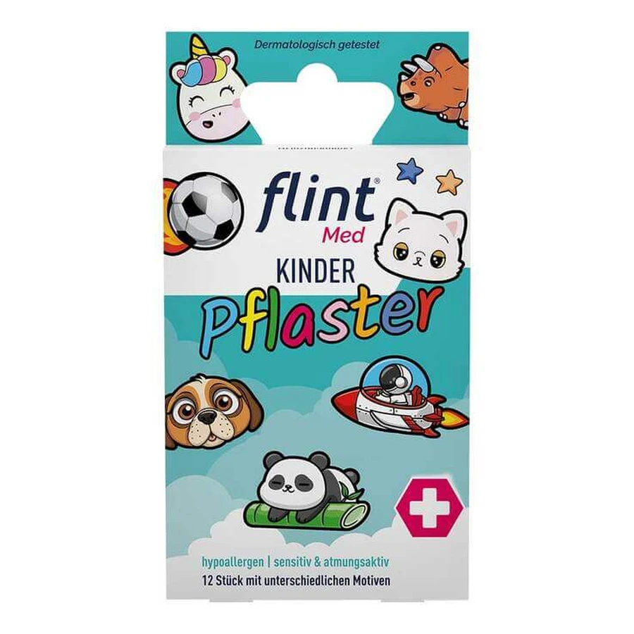 Apósitos pediátricos Flint Med, 13 x 22 mm, hipoalergénicos, para pieles sensibles, 12 apósitos