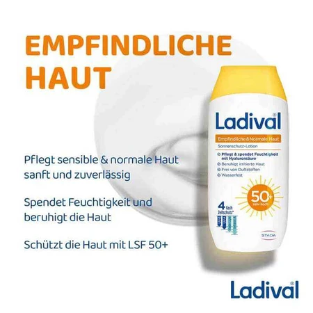 Loción Ladival para piel sensible y normal con SPF 50+, 2 x 200 ml de loción