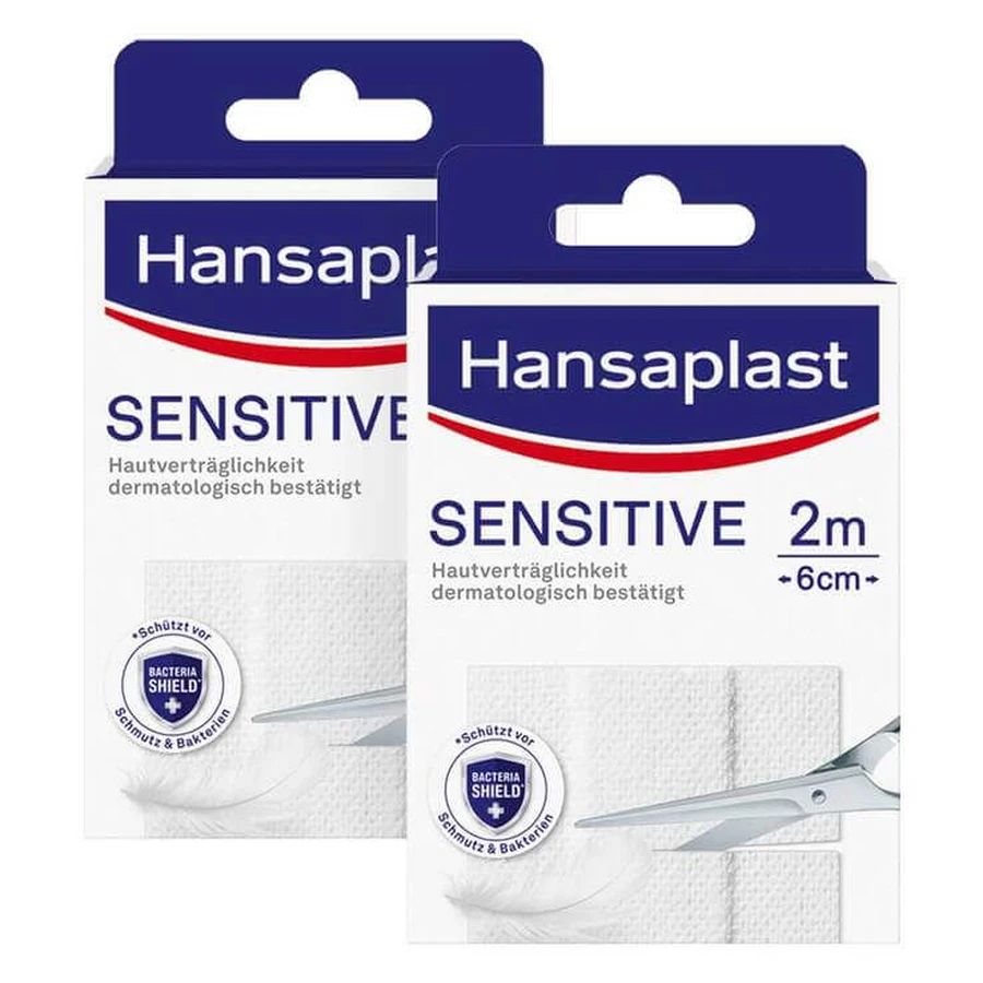 Plasturi Hansaplast Sensitive hipoalergenici, 6 cm x 2 m, 2 bucăți