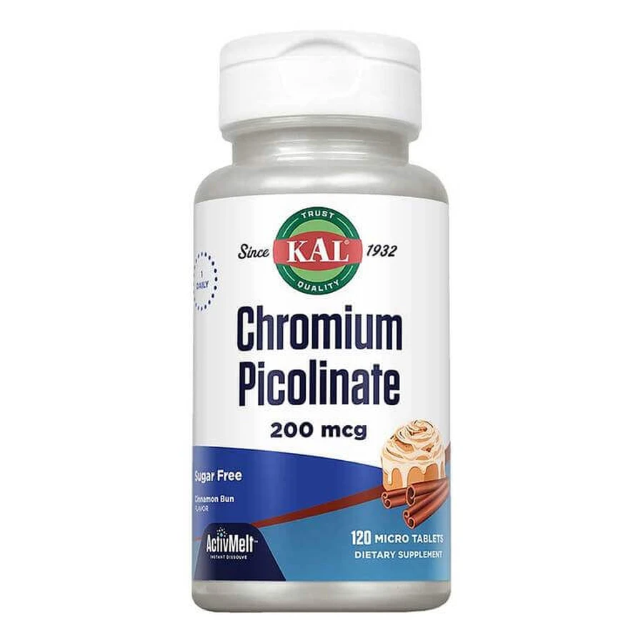 Picolinato de cromo 200 µg, comprimidos sublinguales Activmelt, 120 comprimidos sublinguales