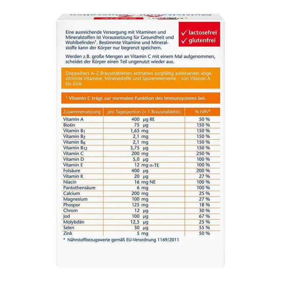 Doppelherz A-Z – multiwitaminy i minerały w tabletkach musujących, 6 opakowań po 15 tabletek musujących: ceny i cechy