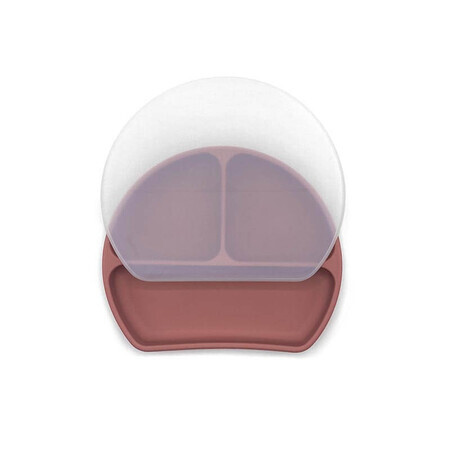 Piatto in silicone compartimentato con coperchio Dark Pink, DooDaDoo