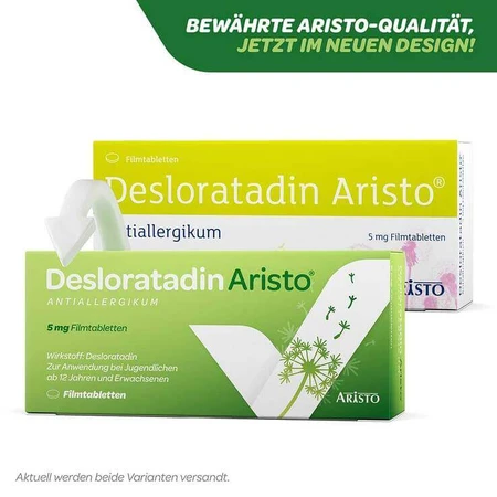 Desloratadin Aristo, medicament antialergic, comprimate filmate de 5 mg, cutie cu 50 de comprimate filmate