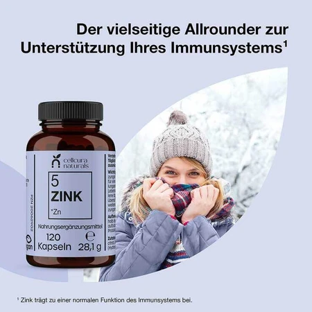 Cellcura Naturals: cápsulas veganas de zinc de alta dosis (25 mg), 120 cápsulas