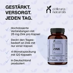 Cellcura Naturals: cápsulas veganas de zinc de alta dosis (25 mg), 120 cápsulas