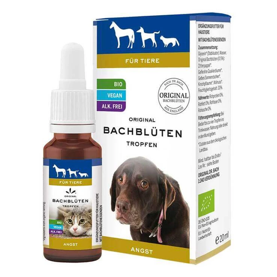 Bachbloesemremedies voor dieren: druppels tegen angst, 20 ml