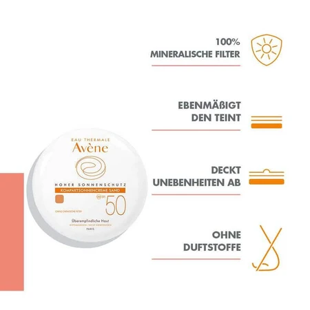 Crema solare compatta Avene, Sand, SPF 50, 2x10 g