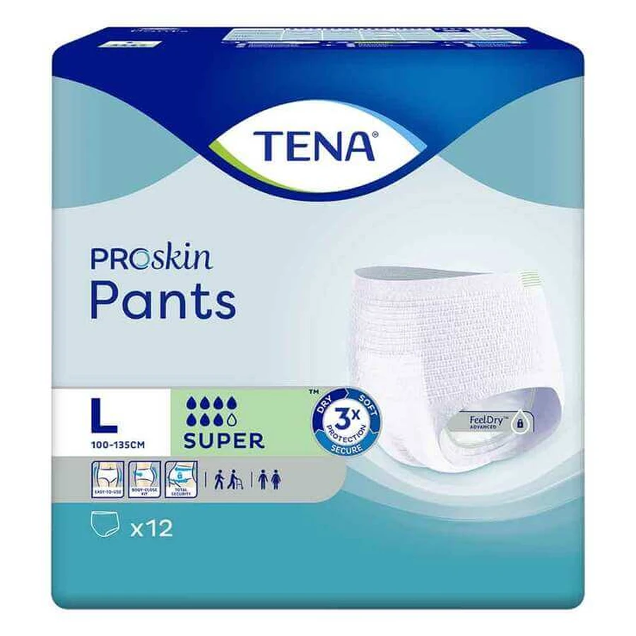 TENA Pants Super L – jednorazowe majtki dla osób z nietrzymaniem moczu, 12 sztuk, w miarę dostępności: ceny i cechy