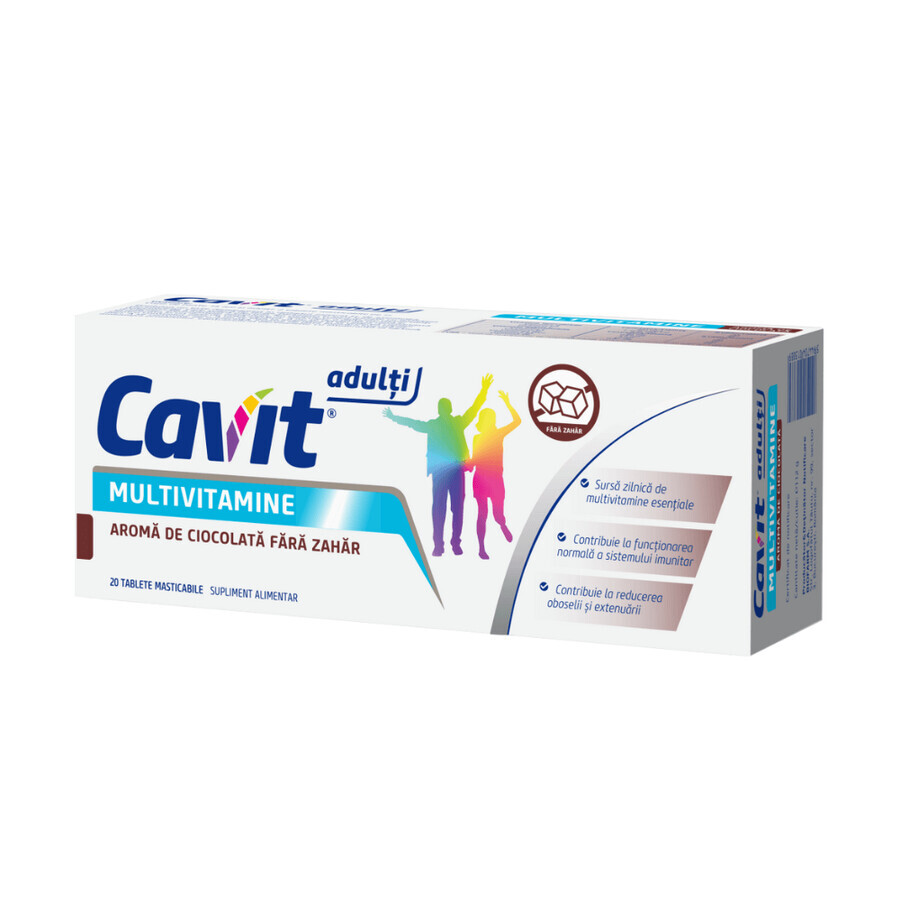 Cavit Adulto Sabor Chocolate Sin Azúcar, 20 comprimidos, Biofarm