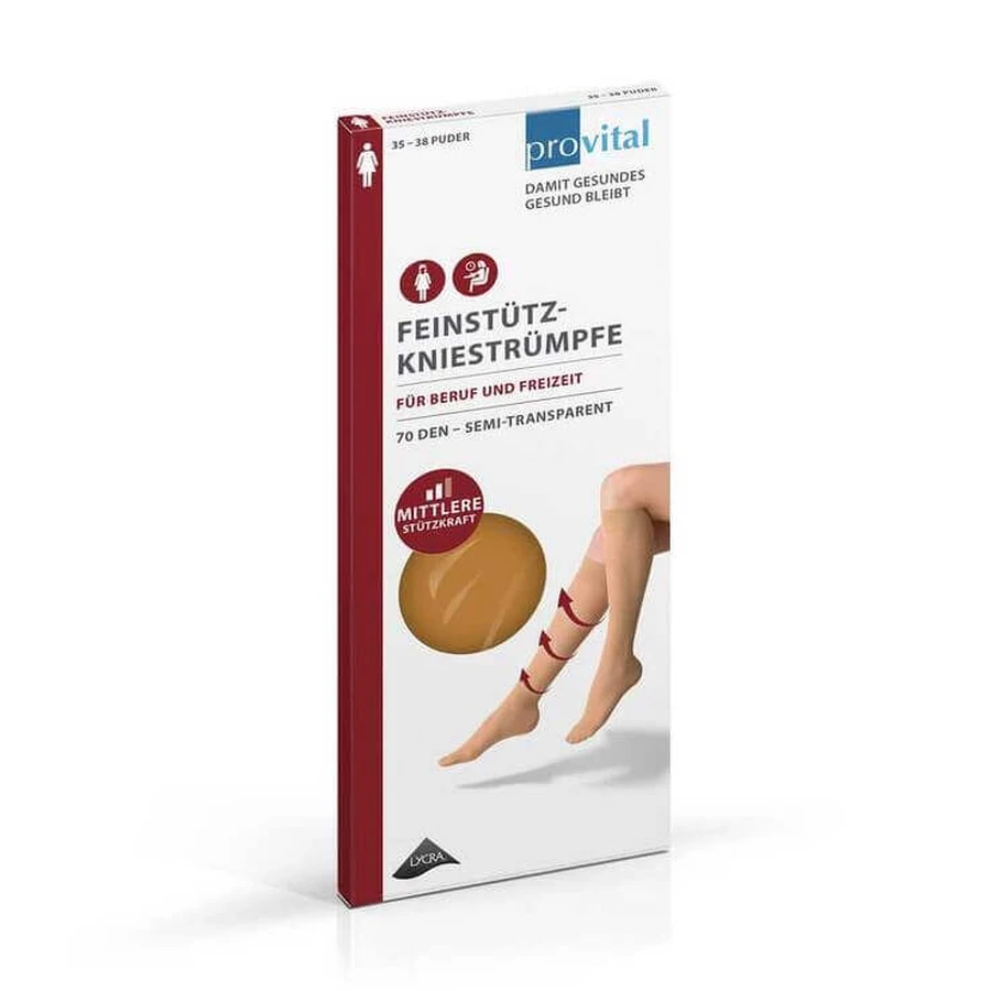 Provital 70 Support kniekousen, maat 35–38, poederkleurig, 2 paar, in de staat waarin ze zich bevinden