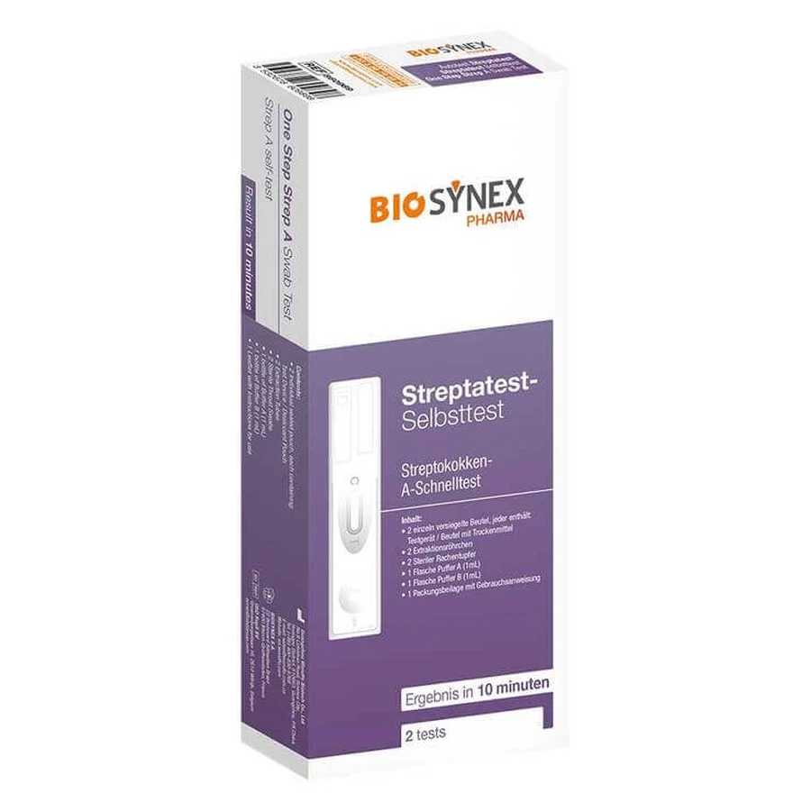 Streptatest – Test rapid pentru streptococi de tip A, pentru gât, 2 teste