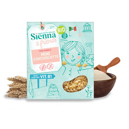 Pasta Bio mini concha, 12 meses +, 300 g, Sienna &amp; friends