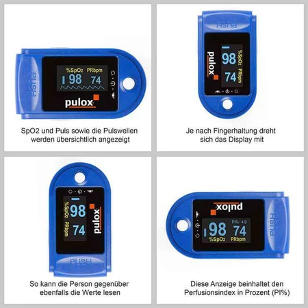 Pulox PO-200 pulsoximeter, blauw, 1 stuk, in de staat waarin het zich bevindt