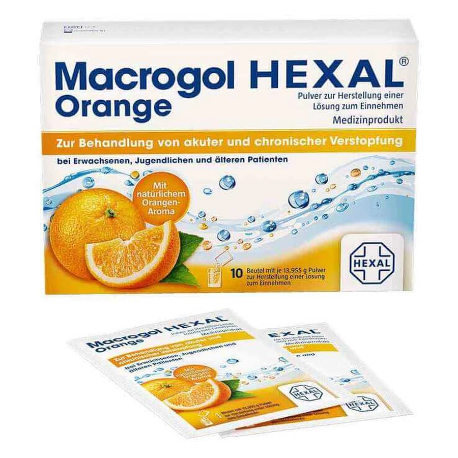 Macrogol HEXAL Orange – proszek do sporządzania roztworu doustnego, saszetki, 20 saszetek: ceny i cechy