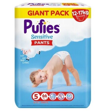 Pañales Sensitive GP Junior, No. 5, 12-17 kg, 66 piezas, Pufies