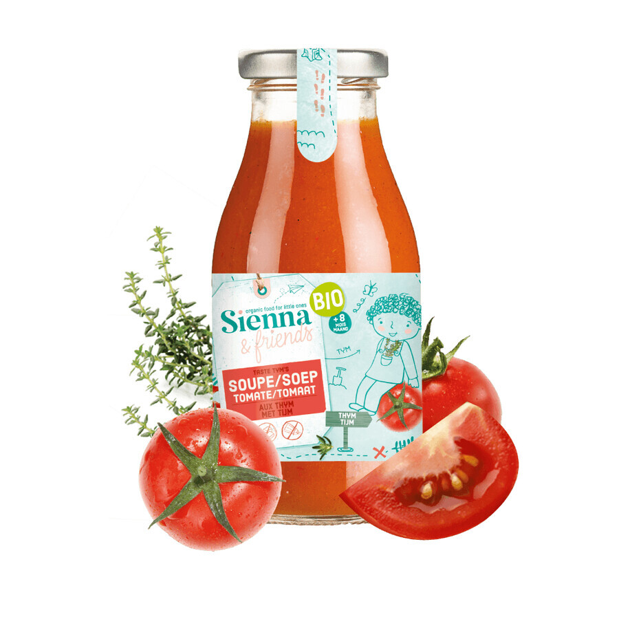 Crema de tomate bio con tomillo, 8 meses +, 260 g, Sienna &amp; friends