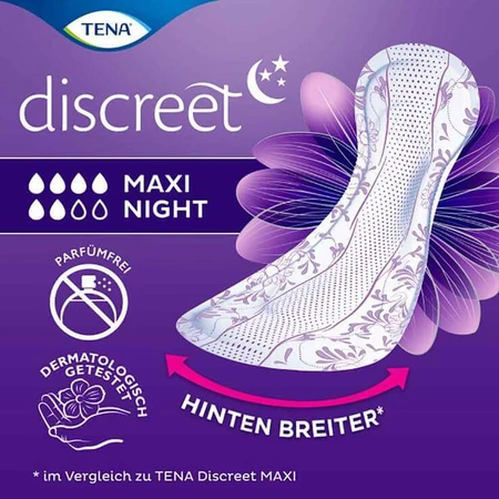 TENA Discreet Maxi Night Pads for Incontinence, 12 pcs.