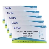 Test nasale combinato Cordx per l'influenza A/B + COVID-19 / RSV, confezione da 5 test singoli