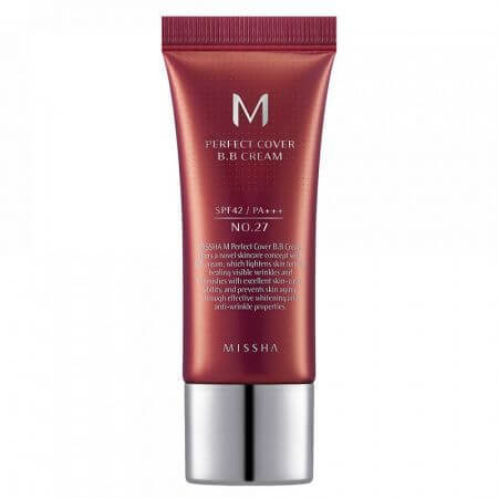 BB Cream M Perfect Cover SPF42/PA+++, nuanta 27/Bej miere, 20 ml, Missha