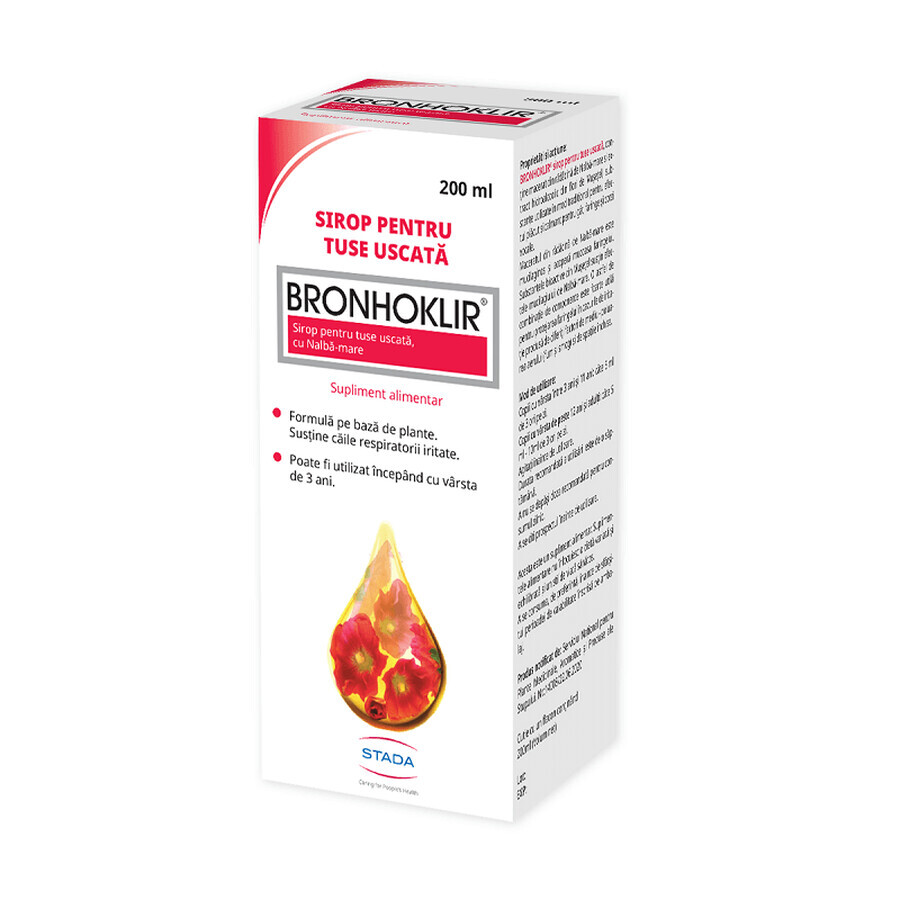 Bronhoklir droge hoestsiroop, 200 ml, Stada