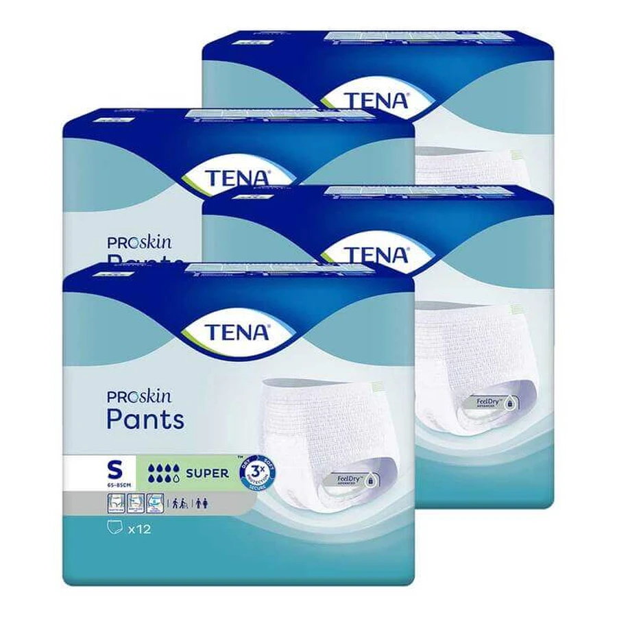 TENA Pants Super S pentru incontinență, 4X12 buc. n.v.