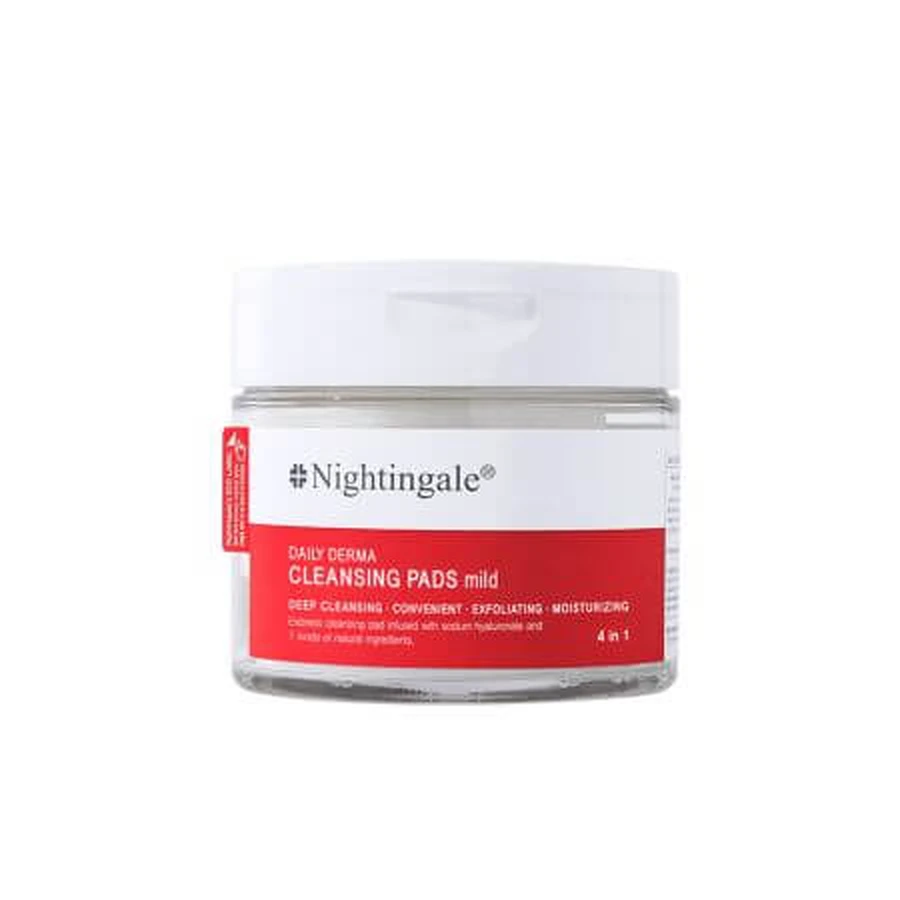 Toallitas limpiadoras faciales Daily Derma con efectos exfoliantes e hidratantes, 70 unidades, Nightingale