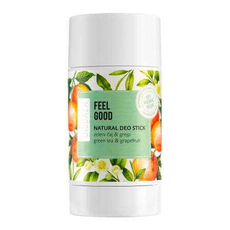 Desodorante natural en barra sin aluminio, con té verde, Feel Good, 50 ml, Biobaza