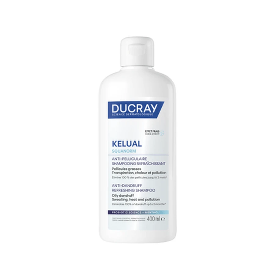 Champú refrescante Kelual Squanorm para la caspa grasa, 400 ml, Ducray