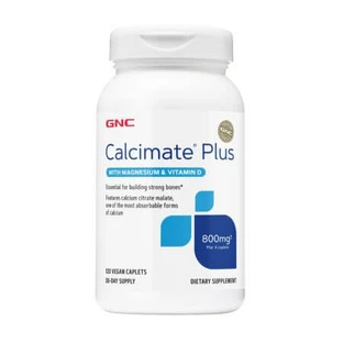 Calcimate Plus – wapń 800 mg z magnezem i witaminą D-3, 120 kapsułek, GNC