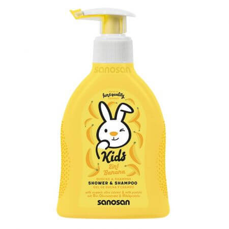 2 in 1 Duschgel und Shampoo mit Bananengeschmack, 200 ml, Sanosan