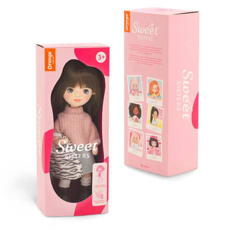 Premium Sweet Sisters Plush Doll, 32 cm, Sophie in a Denim Skirt, Orange Toys