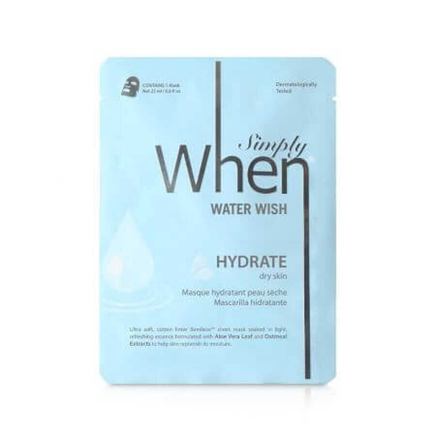 Hydraterend masker met hyaluronzuur en aloë vera, Water Wish, 23 g, When Beauty