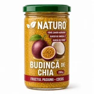 Budinca de chia cu fructul pasiunii, 230 g, Naturo