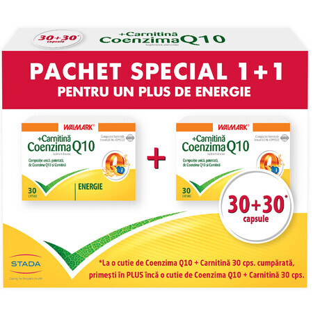 Pachet Coenzima cu Carnitina 1+1, 30 + 30 capsule, Walmark