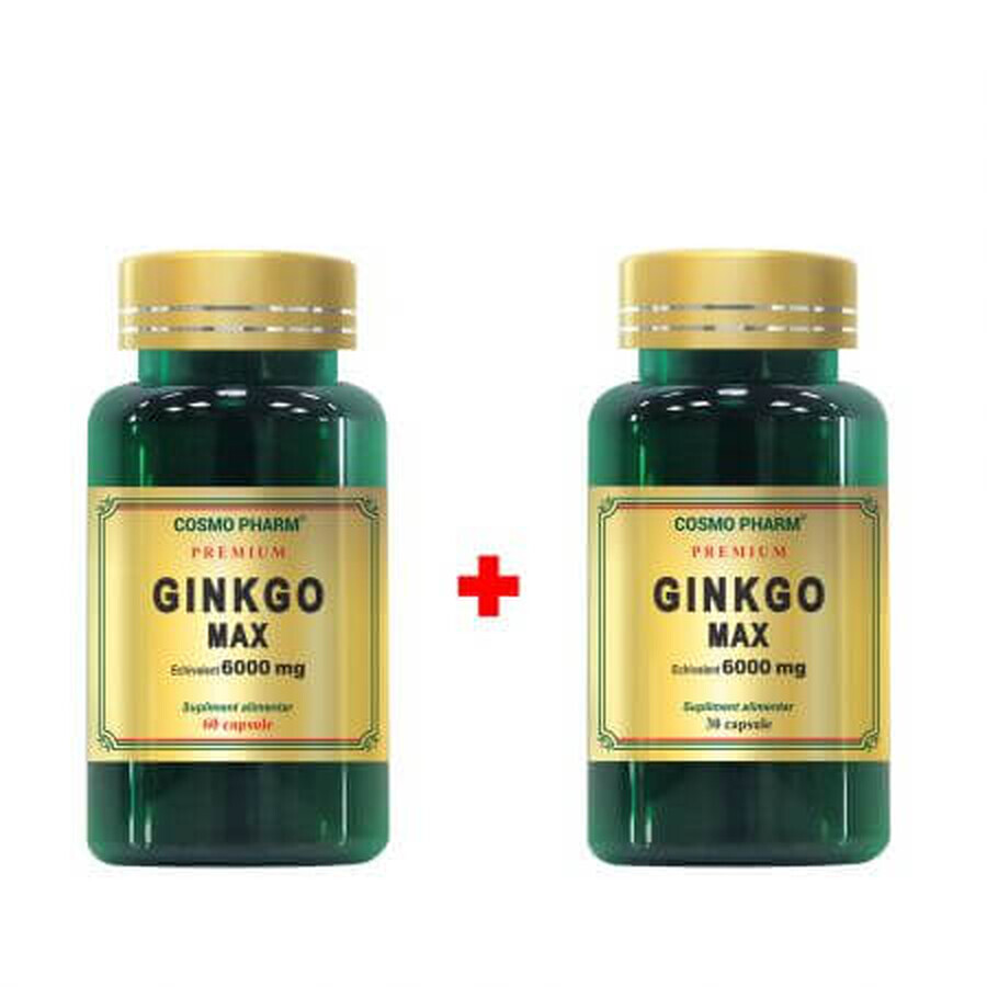 Ginkgo Max pack, 6000 mg, 60 + 30 cápsulas, Cosmopharm