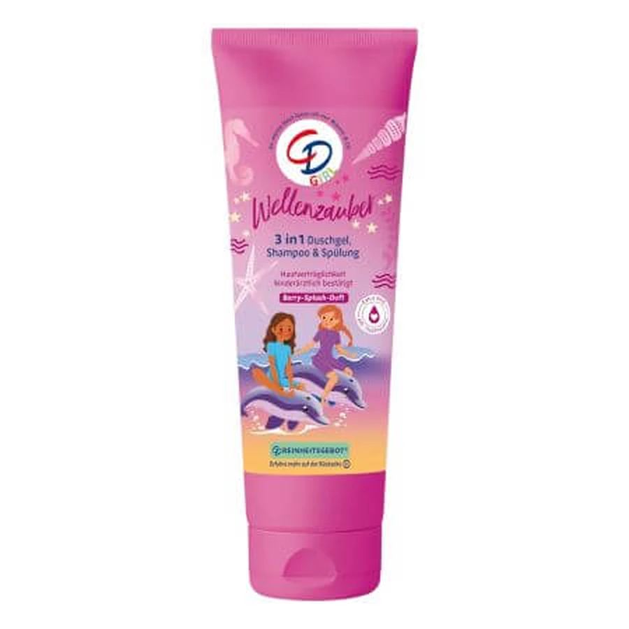 Wellenzauber CD Girl 3-in-1 Shampoo, Conditioner, and Shower Gel, 250 ml, CD