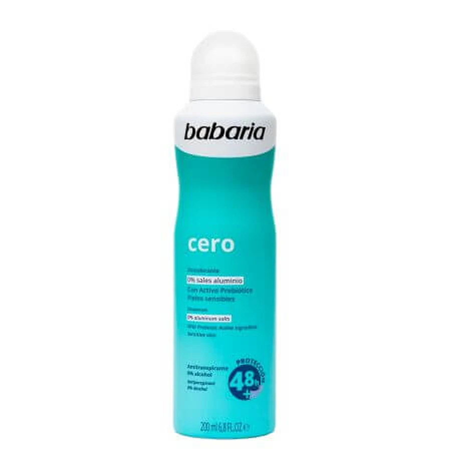 Deodorante Cero senza alluminio e senza alcol per pelli sensibili, 200 ml, Babaria