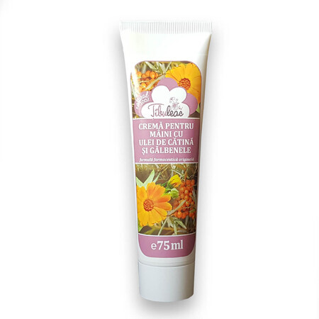 Crema per le mani con olio di olivello spinoso e calendula, 75 ml, pianta di tibuleac