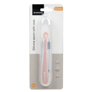 Cucchiaio in silicone con copri-cucchiaio, colore Blush, dai 4 mesi in su, 1 pezzo, Kikka Boo
