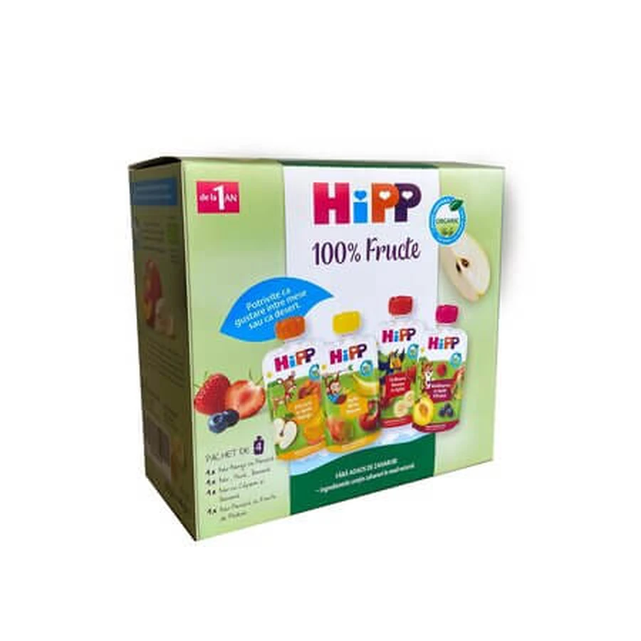 Lot de 4 variétés Hippis, à partir de 1 an, 4 x 100 g, Hipp