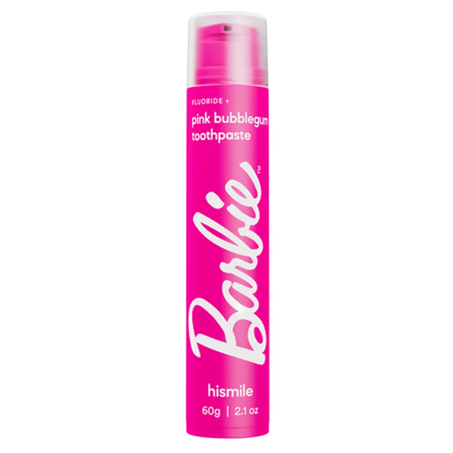 Tandpasta met fluoride, Barbie-roze, Bubble Gum, 60 g, Hismile