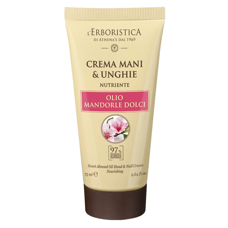 Crema de manos y uñas con aceite de almendras dulces, 75 ml, L'Erboristica