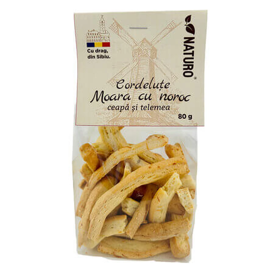 „Moara cu Noroc” – paski cebuli i sera telemea, 80 g, Naturo: ceny i cechy