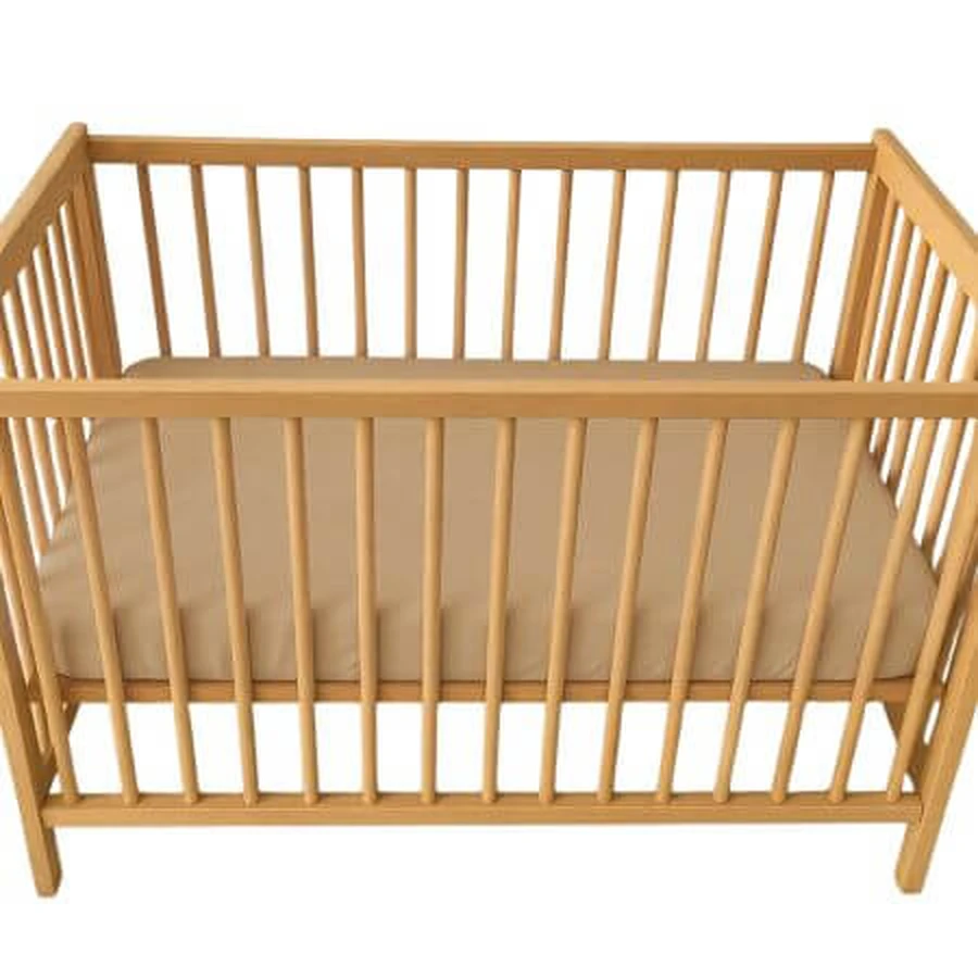 Cearceaf cu elastic dublat 2 in 1 din bumbac, cu interior impermeabil, 60x120 cm, Bej, Twindeco