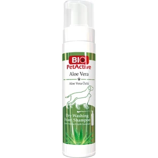 BIO PETACTIVE Shampoo a schiuma per cani senza risciacquo, per lavaggio a secco, con Aloe Vera, flacone con applicatore, per pelle e pelo, 200 ml